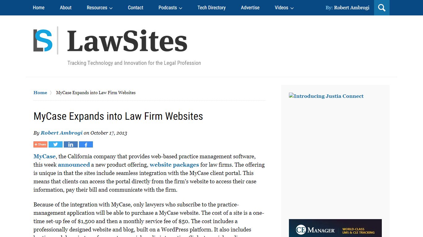 MyCase Expands into Law Firm Websites | LawSites